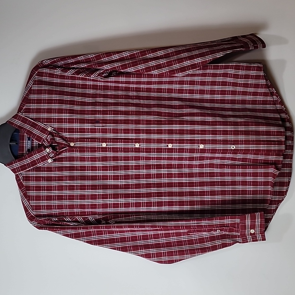 IZOD ~ Red White & Blue Plaid Long Sleeve Button down Shirt - Picture 8 of 12